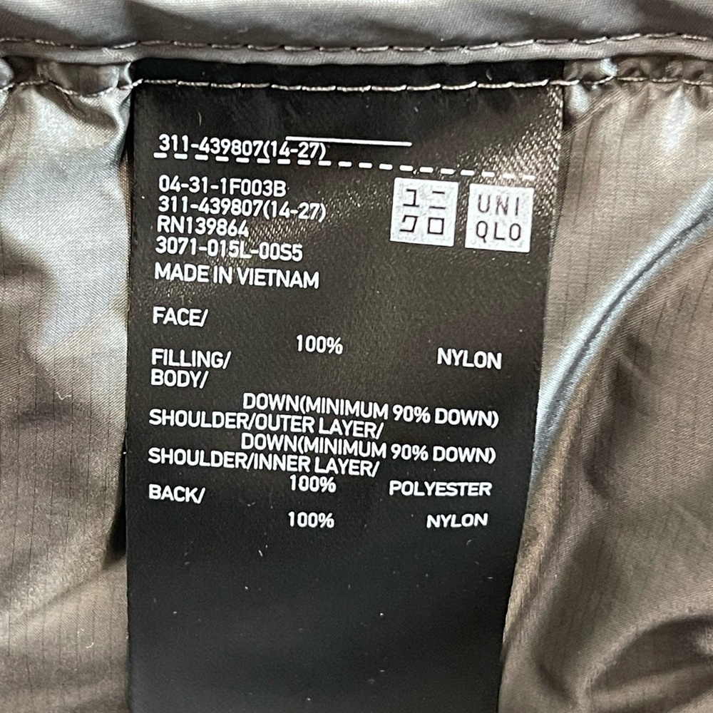 Uniqlo Men's Dark Gray Puffer Vest View 6